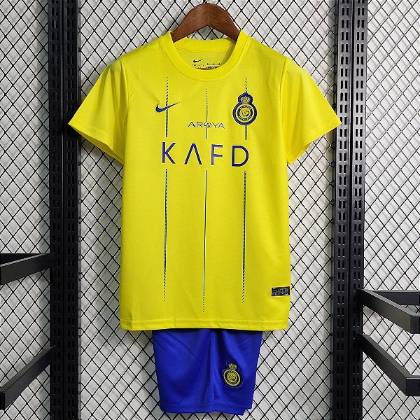 Novo Kit Infantil Al-Nassr 1 Camisa e Short 2023 / 2024 - CRISTIANO RO - 021  Sport, Maior Variedade de Camisas de Futebol