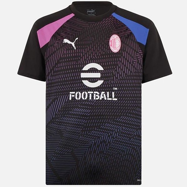 Nova Camisa Milan Pré-Match Preta Torcedor Masculina 2023 / 2024