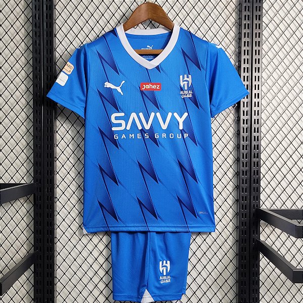 Novo Kit Infantil Al-Hilal 1 Camisa e Short 2023 / 2024 - Neymar Jr