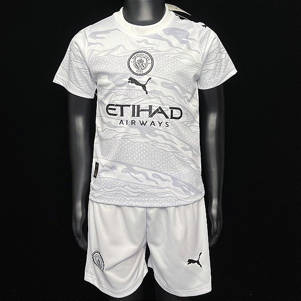 Novo Kit Infantil Manchester City Edição Dragão de Madeira Camisa e Short  2024 / 2025
