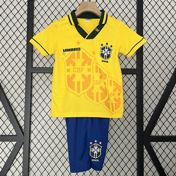Kit Infantil Brasil 1 Retrô Camisa e Short 1994