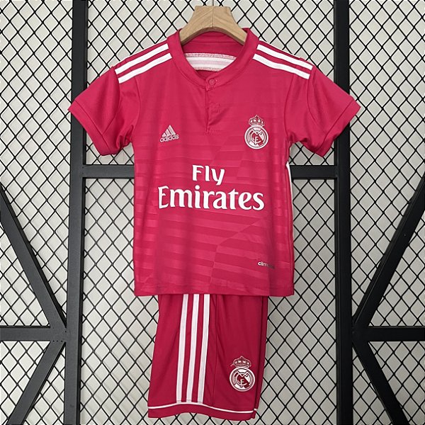 Kit Infantil Real Madrid 2 Retrô Camisa e Short 2014 / 2015