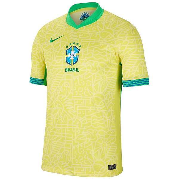 Nova Camisa Brasil 1 Amarela Copa America Torcedor Masculina 2024