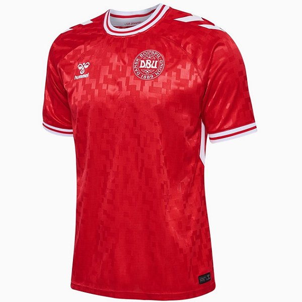 Nova Camisa Dinamarca 1 Eurocopa Torcedor Masculina 2024