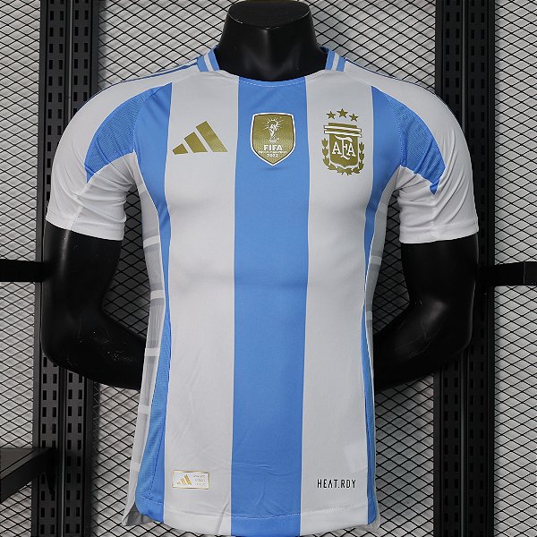 Nova Camisa Edição Jogador Argentina 1 Copa America Com Patch Campeão Do Mundo 2024