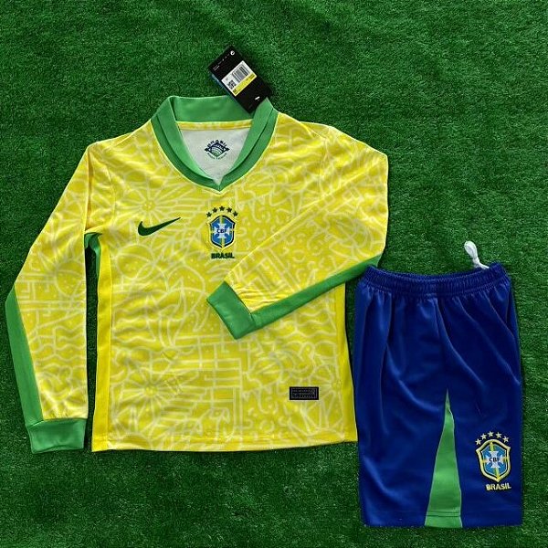 Novo Kit Infantil Brasil 1 Manga Longa e Short  2024 / 2025