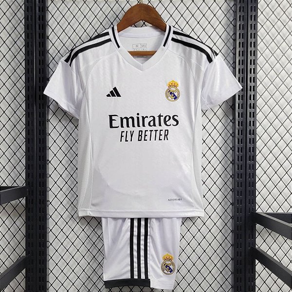 Novo Kit Infantil Real Madrid 1 Camisa e Short  2024 / 2025