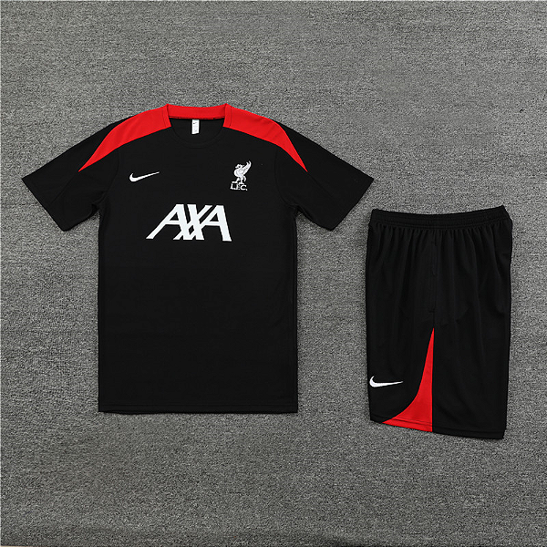 Novo Kit Treino Conjunto Liverpool Preto Manga Curta E Short 2024 / 2025