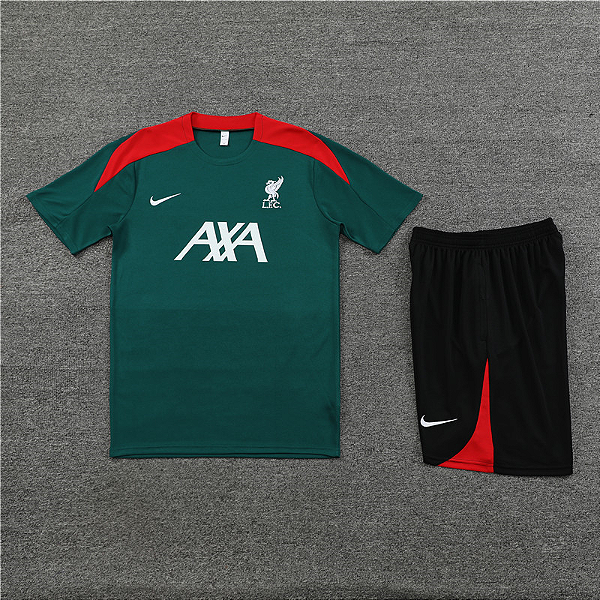 Novo Kit Treino Conjunto Liverpool Verde E Preto Manga Curta E Short 2024 / 2025