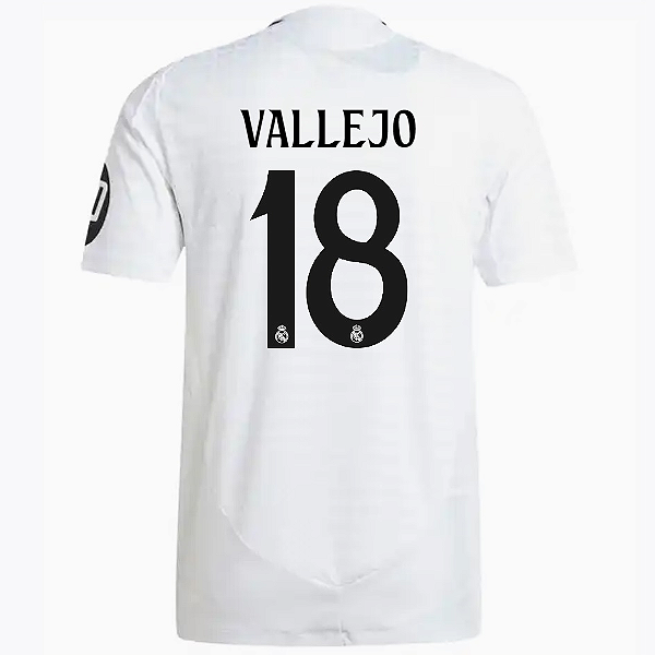 Nova Camisa Real Madrid 1 Vallejo 18 Torcedor 2024 / 2025