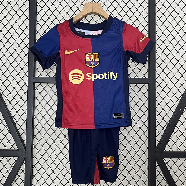 Novo Kit Infantil Barcelona 1 Camisa e Short 2024 / 2025