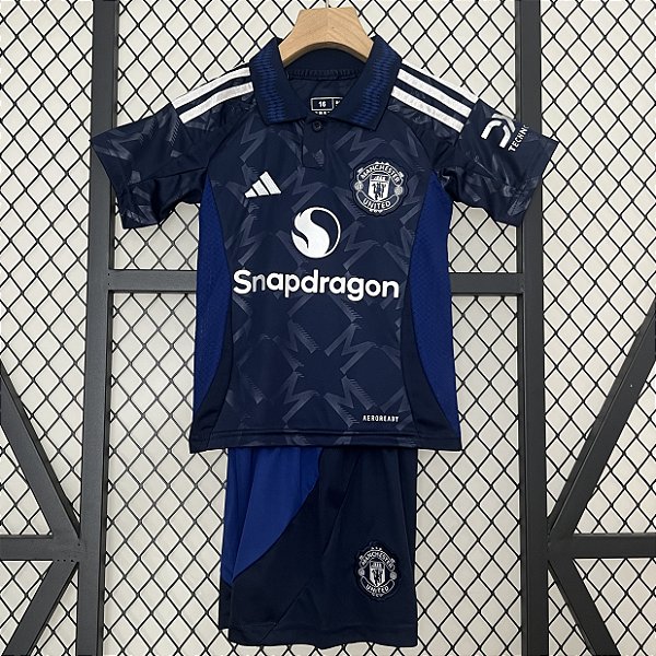 Novo Kit Infantil Manchester United 2 Camisa e Short 2024 / 2025