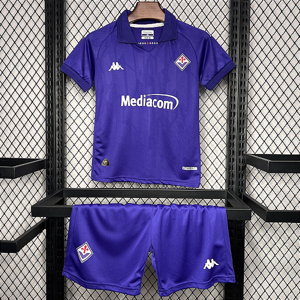 Novo Kit Infantil Fiorentina 1 Roxo Camisa e Short  2024 / 2025