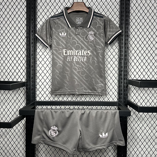 Novo Kit Infantil Real Madrid 3 Camisa e Short 2024 / 2025