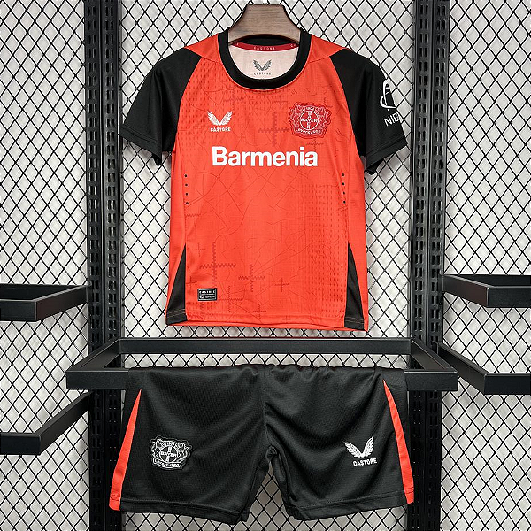 Novo Kit Infantil Bayer Leverkusen 1 Camisa e Short 2024 / 2025
