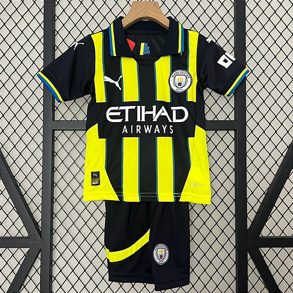 Novo Kit Infantil Manchester City 2 Camisa e Short  2024 / 2025