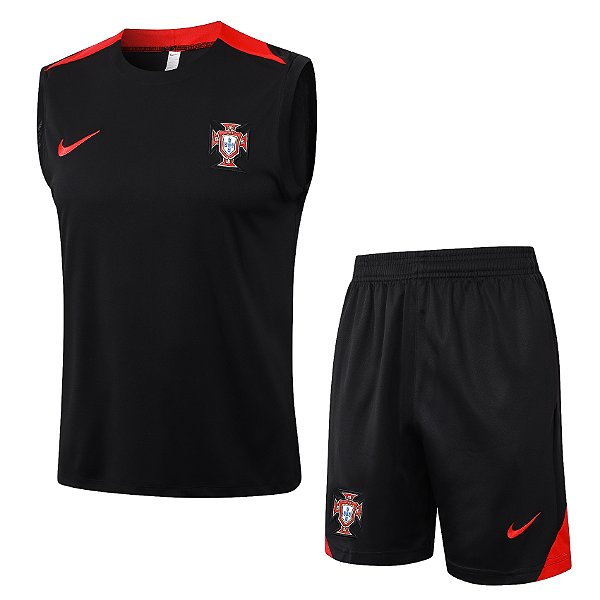 Kit Treino Conjunto Portugal Preto Masculino 2024 / 2025