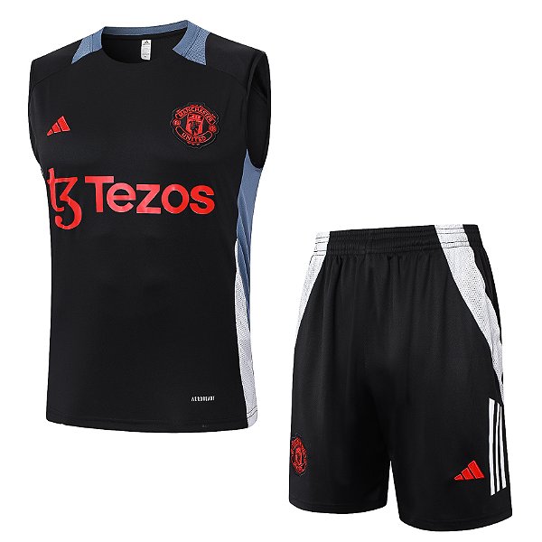 Kit Treino Conjunto Manchester United Preto Masculino 2024 / 2025