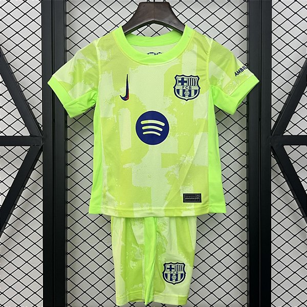 Novo Kit Infantil Barcelona 3 Camisa e Short  2024 / 2025