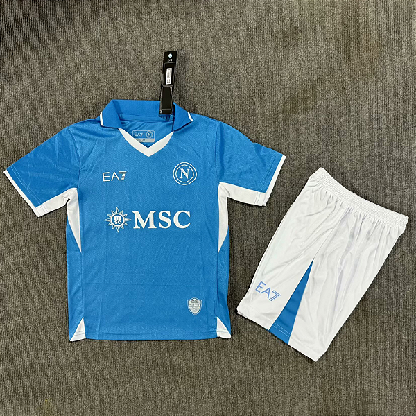 Novo Kit Infantil Napoli 1 Azul Camisa e Short 2024 / 2025