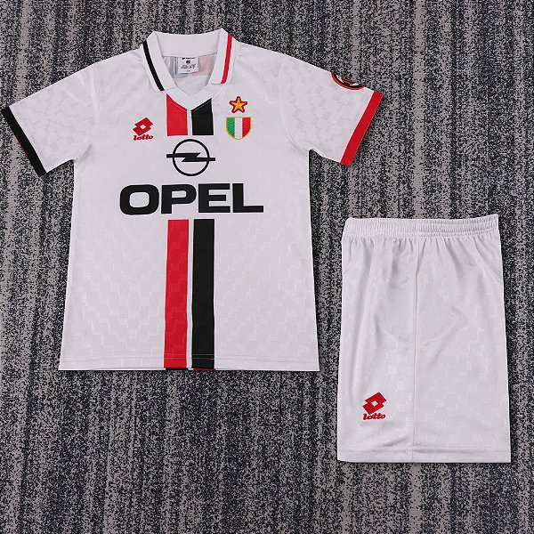 Kit Infantil Milan Branco Retrô Camisa e Short 1996 / 1997
