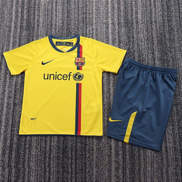 Kit Infantil Barcelona 2 Retrô Camisa e Short 2008 / 2009