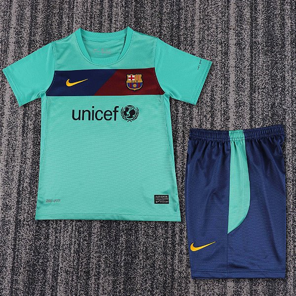 Kit Infantil Barcelona 2 Retrô Camisa e Short 2010 / 2011