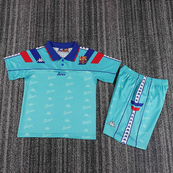 Kit Infantil Barcelona 2 Retrô Camisa e Short 1992 / 1995