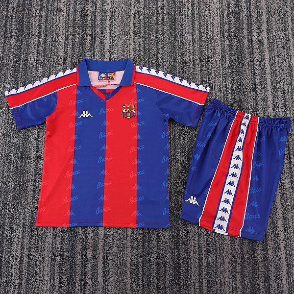Kit Infantil Barcelona 1 Retrô Camisa e Short 1992 / 1995