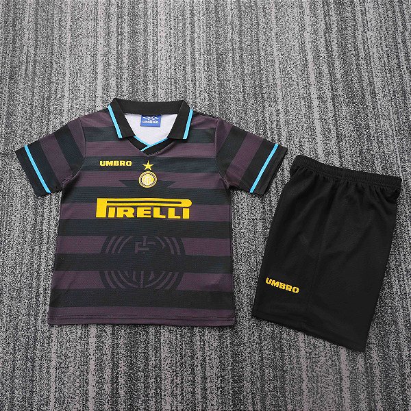 Kit Infantil Inter De Milão 3 Retrô Camisa e Short 1997 / 1998