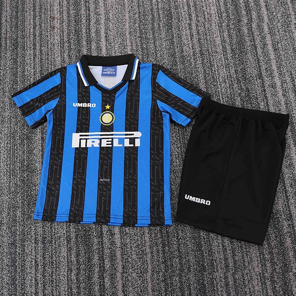 Kit Infantil Inter De Milão 1 Retrô Camisa e Short 1997 / 1998