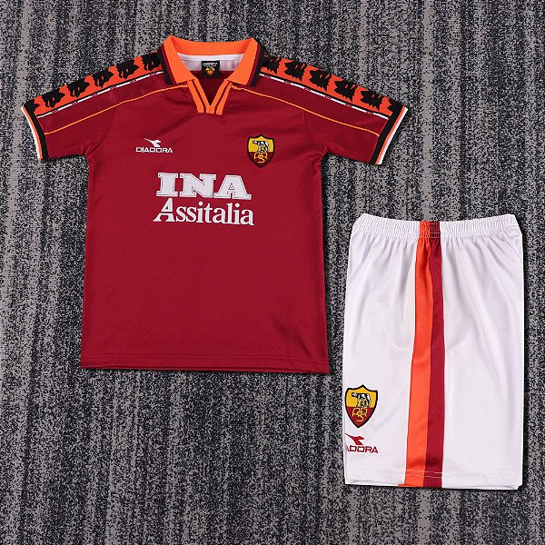 Kit Infantil Roma 1 Retrô Camisa e Short 1998 / 1999