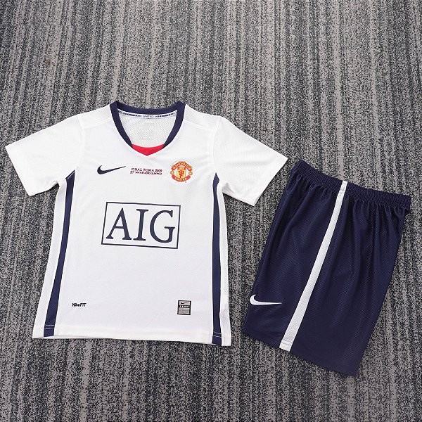 Kit Infantil Manchester United 2 Retrô Camisa e Short 2008 / 2009