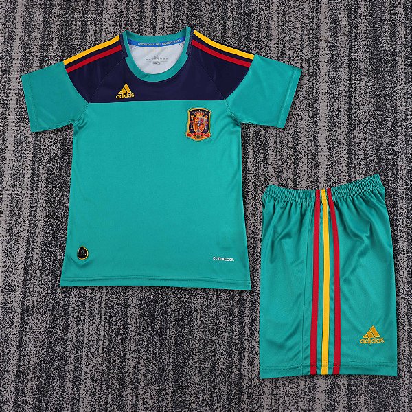Kit Infantil Espanha Goleiro Retrô Camisa e Short 2010