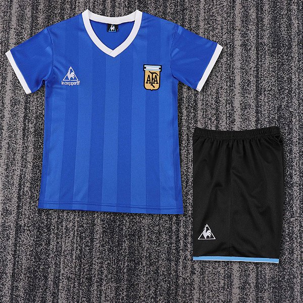 Kit Infantil Argentina 2 Retrô Camisa e Short 1986