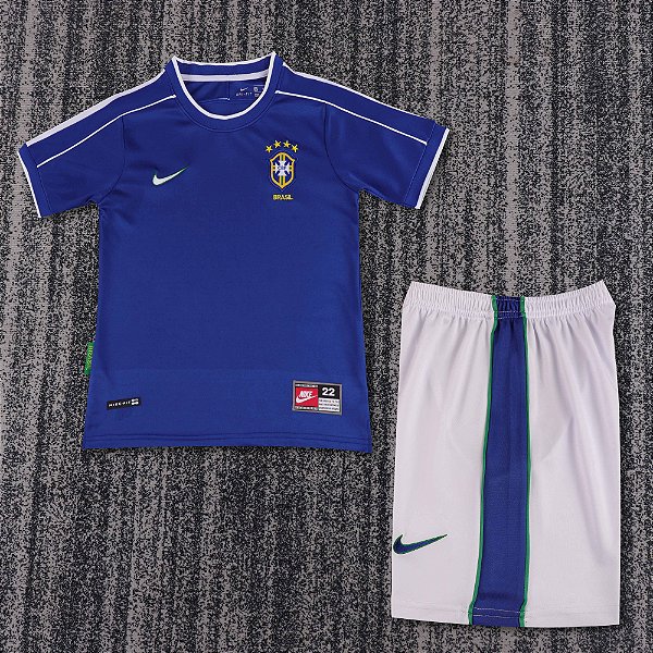 Kit Infantil Brasil 2 Retrô Camisa e Short 1998