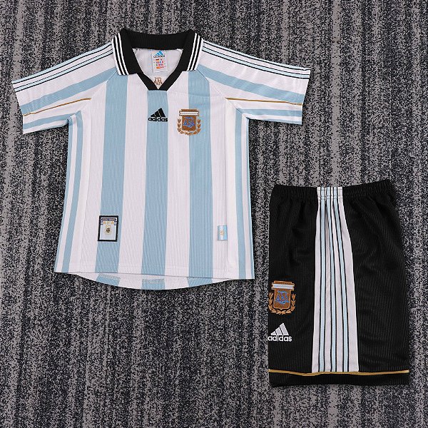 Kit Infantil Argentina 1 Retrô Camisa e Short 1998