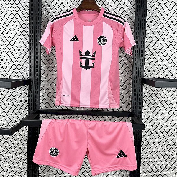 Novo Kit Infantil Inter Miami 1 Rosa Camisa e Short  2025 / 2026 - Messi