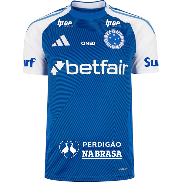 Nova Camisa Cruzeiro 1 Com Todos Patrocínios Torcedor Masculina 2025 / 2026