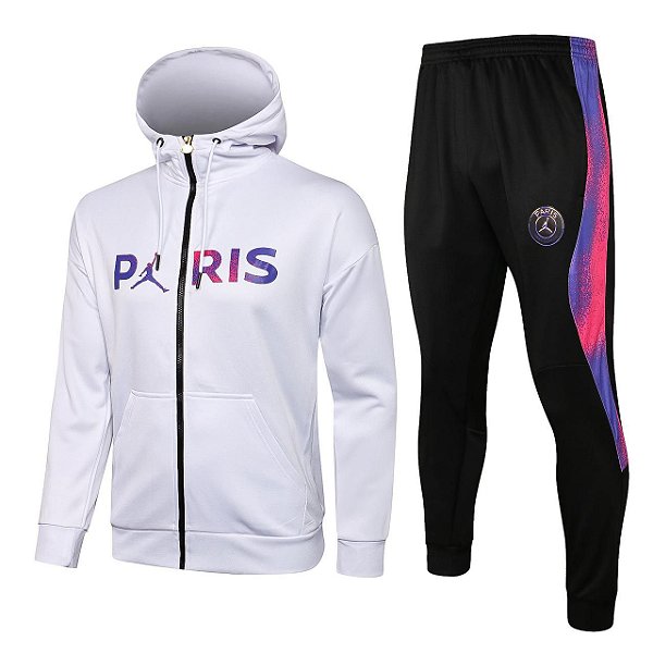 Conjunto PSG Jordan Paris Jaqueta Branco com Capuz Viagem Unissex