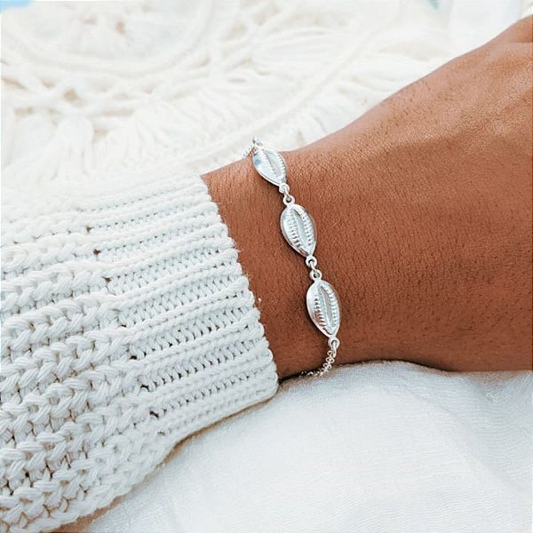 Pulseira de Prata Três Búzios