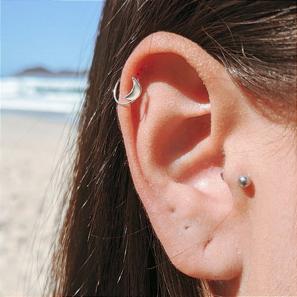 Piercing de Prata Cartilagem Lua 9mm