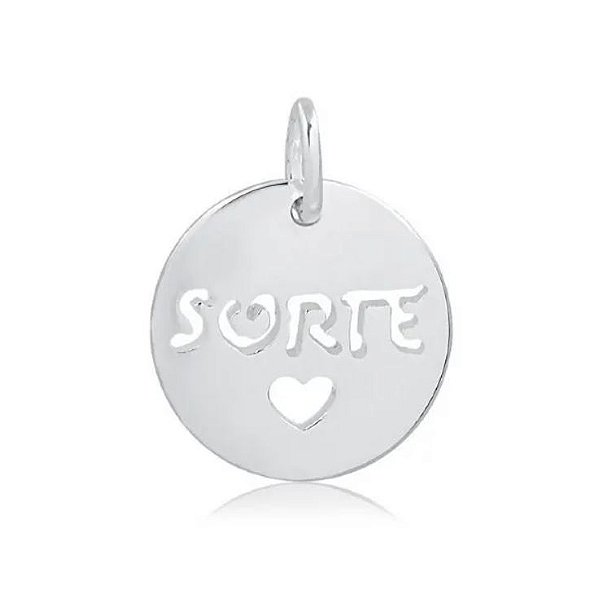 Pingente de Prata Placa Sorte