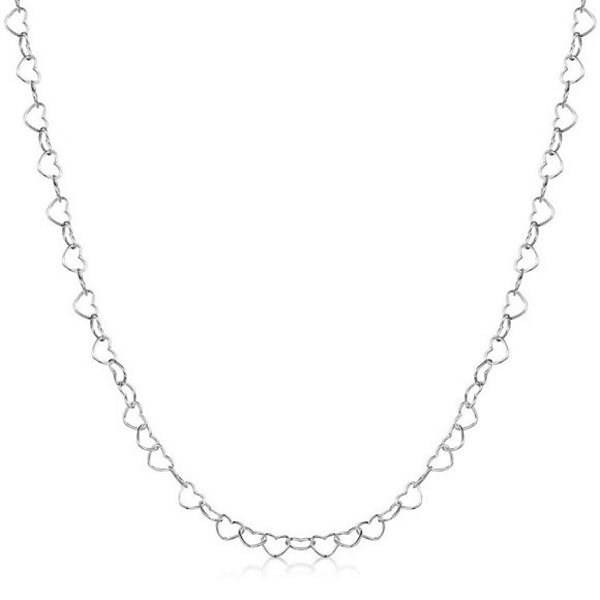 Corrente de Prata Elo de Corações 3mm 60 cm