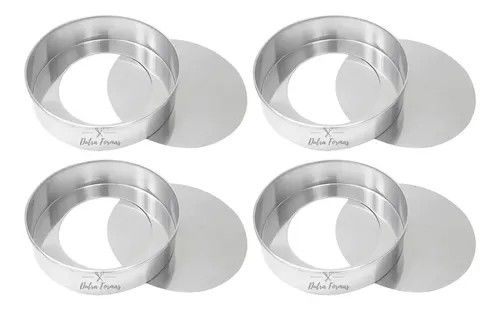 Kit Formas De Bolo 15 x 5 cm Altura Kit 4 Peças Fundo Falso