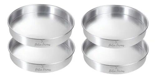 Forma De Bolo Assadeira 25 x 5 cm Fundo Fixo Kit 4 Peças