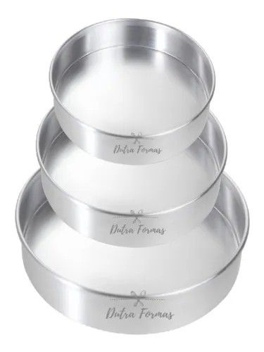 Forma De Bolo Assadeira Redonda 5 cm Altura Kit 3 Peças 15 20 e 25
