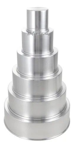 Formas De Bolo Redonda Borda Alta 10 cm Altura Kit 6 Peças Fundo Fixo