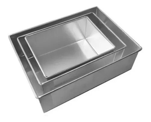Formas De Bolo Retangular 20 25 E 30 x 10 cm Altura Alumínio