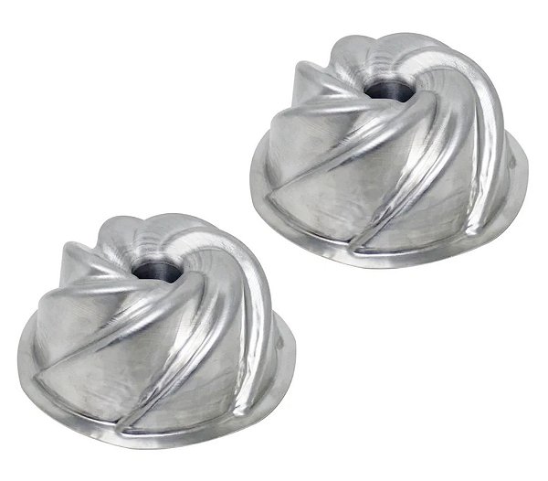Forma De Bolo Vulcão Média Com Furo 17x7,5 cm Alumínio Kit 2 Peças